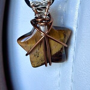Star-shaped Tiger’s Eye Wire Wrapped Pendant